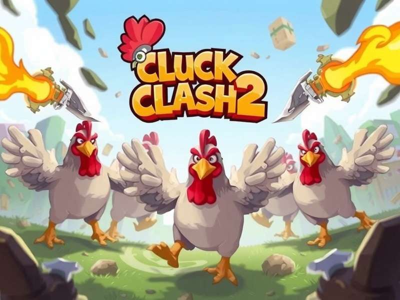 Cluck Clash 2 Game Banner featuring chickens in battle